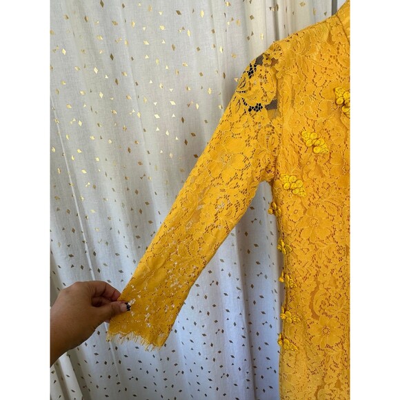 Queen Mulock Asian Inspired Lace Pankou Knots High Neck Side Slits Midi Dress S - Picture 3 of 11